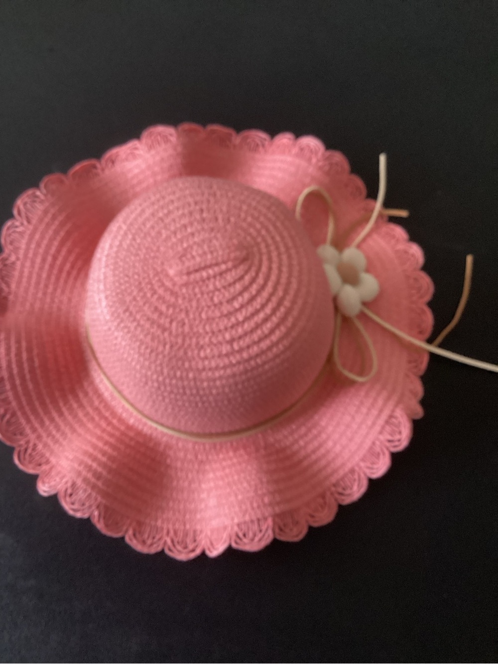 Unbranded orange Girls' Floppy straw Sun Hat with Flower Trim W/matching bag.